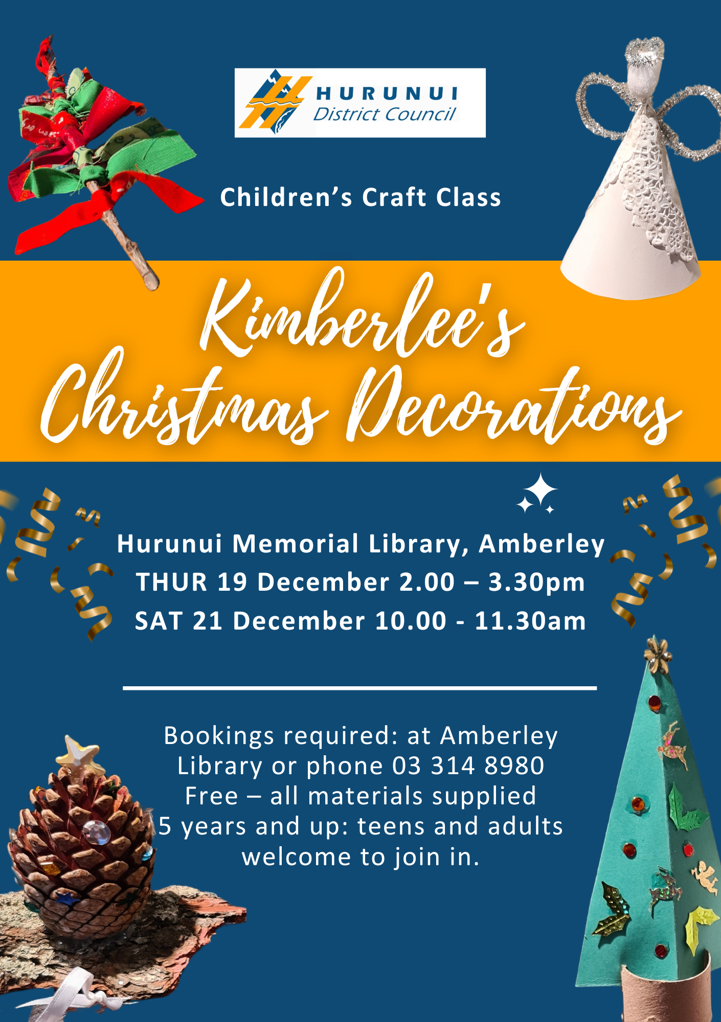 Poster promoting Kimberlee's Christmas craft classes